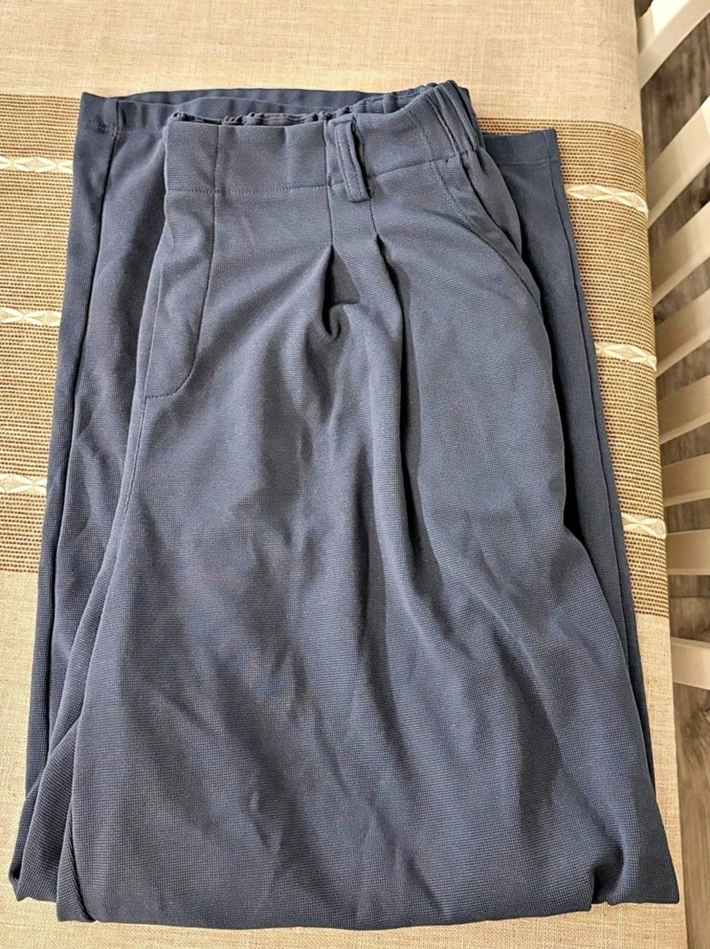 Halara Flex High Waisted Pocket Wide Leg Waffle Work Pants Gray XL